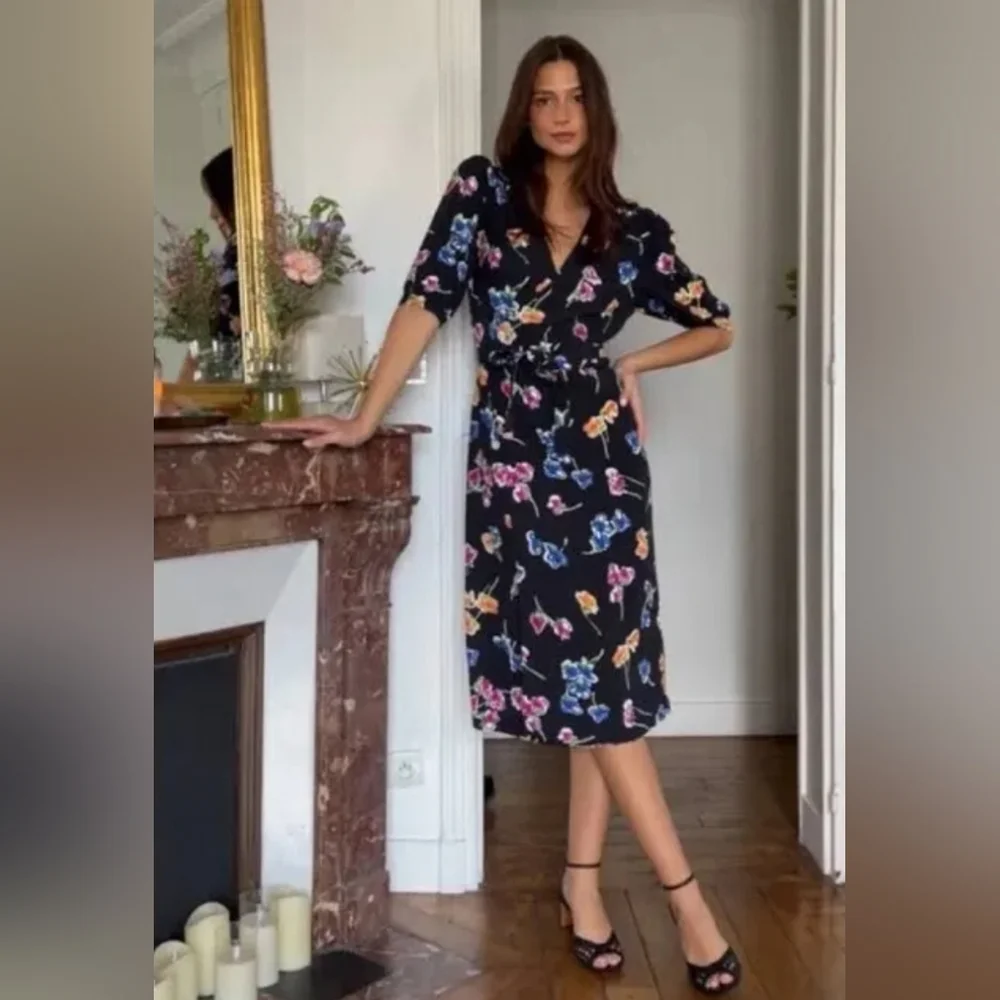 Rouje Caitlin Midi Wrap Dress FR 38 - Picture 3 of 16
